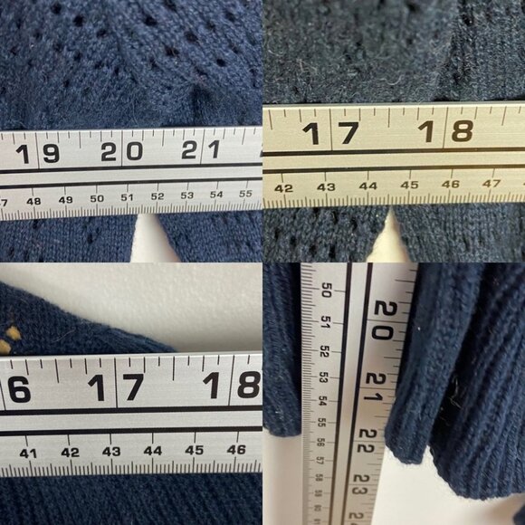 LoveShackFancy Alpaca Knit Sweater Blue Size Large Ruffle Navy Pointelle‎ Boho L - Picture 11 of 15